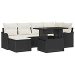vidaXL Ensemble de canapé de jardin avec coussin 7 Pièces Noir Poly rotin