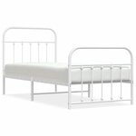 vidaXL Cadre de lit métal sans matelas avec pied de lit blanc 90x190cm