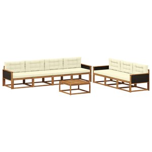 vidaXL Ensemble de canapés d'extérieur 8 Pièces Naturel et Crème