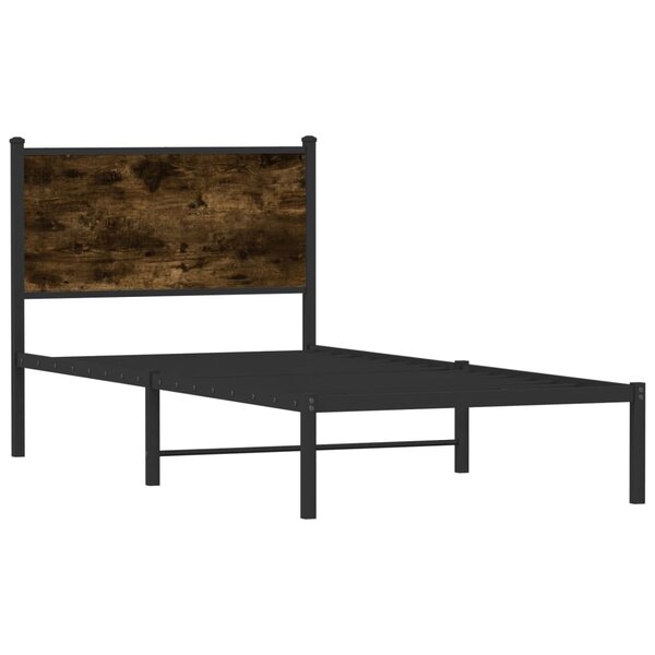vidaXL Cadre de lit en métal sans matelas chêne fumé 90x200 cm