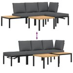 vidaXL Salon de jardin 4 Pièces avec coussins noir aluminium
