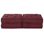 2 pouffes modulaires en tissu bourgogne vidaXL