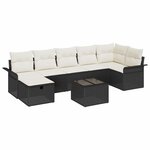 vidaXL Ensemble de canapé de jardin avec coussin 8 Pièces Noir Poly rotin