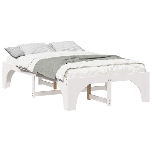 vidaXL Cadre de lit Blanc 135 x 190 cm Pin massif