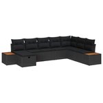 vidaXL Ensemble de canapé de jardin avec coussin 8 Pièces Noir polyrotin