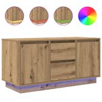 vidaXL Meuble TV avec éclairages LED chêne artisanal 100x41x50 cm