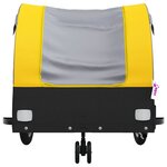 vidaXL Remorque de vélo noir et jaune 30 kg fer