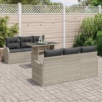 vidaXL Ensemble de canapé de jardin 7 Pièces Gris clair Poly rotin