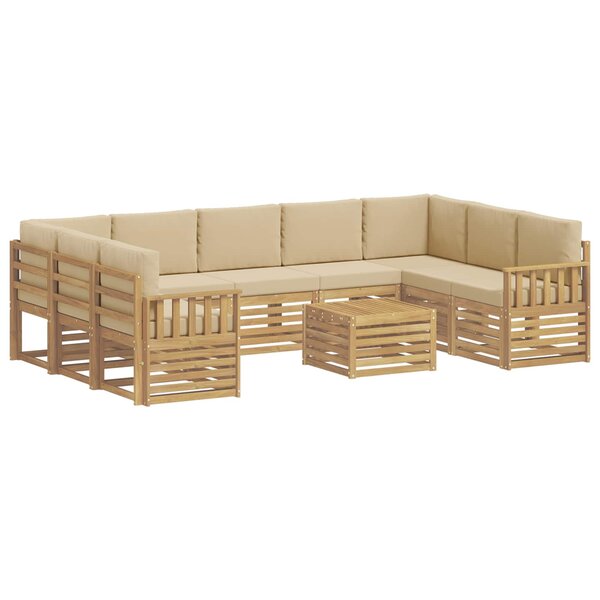 vidaXL Ensemble de canapés d'extérieur 10 pc Blanc et Beige Polyester