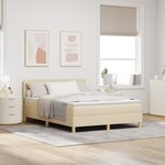 vidaXL Lit tapissier avec matelas et LED crème 160x200 cm en tissu