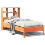 vidaXL Lit bibliothèque sans matelas cire marron 90x200 cm pin massif