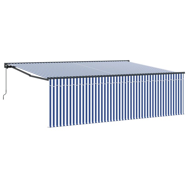 vidaXL Auvent Rétractable Bleu et blanc Bleu et Blanc Anthracite