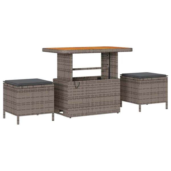 vidaXL Ensemble de salle à manger pour jardin 3 Pièces Gris Poly rotin