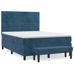 vidaXL Sommier à lattes de lit et matelas Bleu foncé 140x190cm Velours