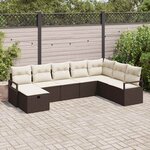 vidaXL Ensemble de canapé de jardin 8 Pièces Marron Poly rotin