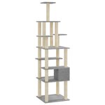 vidaXL Arbre à chat avec griffoirs en sisal Gris clair 183 cm