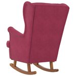 vidaXL Fauteuil à bascule à oreilles en velours rouge vin bois massif