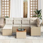 vidaXL Ensemble de canapé de jardin 7 Pièces Beige et blanc