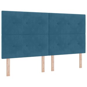 vidaXL Lit à ressort LED avec matelas Bleu foncé 180 x 200 cm tissu