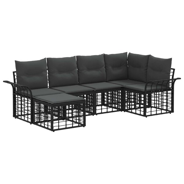 vidaXL Ensemble de canapés d'extérieur 6 Pièces Noir et Gris foncé