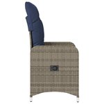 vidaXL Chaise de jardin inclinable avec coussins en résine tressée grise