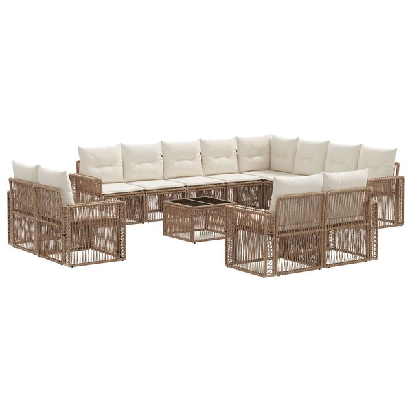 vidaXL Ensemble de canapé de jardin 13 Pièces Beige et blanc crème