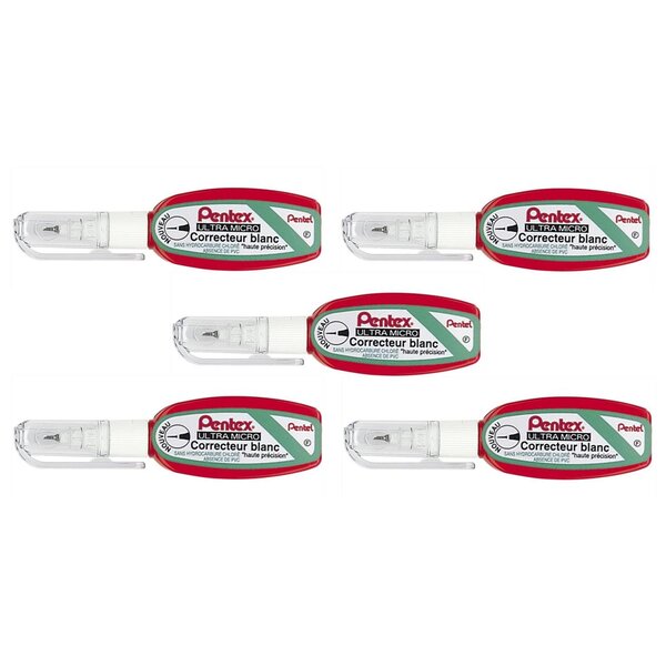 Correcteur Liquide Pentex Pocket ZL103-WF Haute précision 4 2ml Blanc x 5 PENTEL