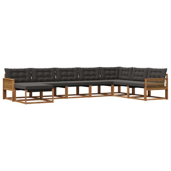 vidaXL Ensemble de canapés d'extérieur 8 Pièces Naturel et noir