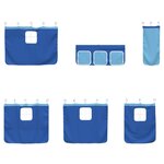 vidaXL Cadre de Lit Mezzanine pour Enfants avec Rideaux Blanc et Bleu