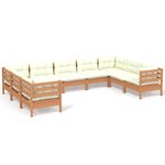 vidaXL Salon de jardin 9 Pièces avec coussins Marron miel Bois de pin