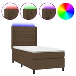 vidaXL Sommier à lattes de lit matelas et LED Marron foncé 100x200 cm