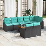 vidaXL Ensemble de canapé de jardin avec coussin 9 Pièces Noir Poly rotin