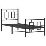 vidaXL Cadre de lit métal avec tête de lit/pied de lit noir 80x200 cm