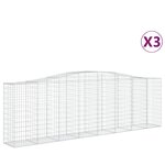 vidaXL Paniers à gabions arqués 3 Pièces 400x50x120/140 cm Fer galvanisé
