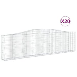 vidaXL Paniers à gabions arqués 20 Pièces 400x30x100/120 cm Fer galvanisé