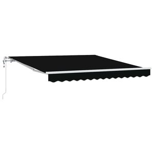 vidaXL Auvent rétractable Noir 350 x 250 cm Tissu et Aluminium