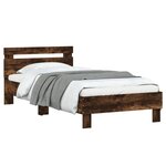 vidaXL Cadre de lit tête de lit et lumières LED chêne fumé 90x200 cm