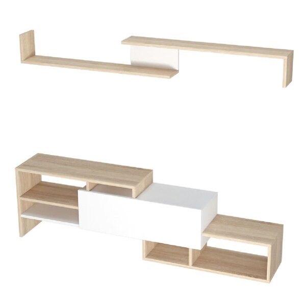 Homemania Ensemble de meuble TV Fenice 150x27x45 cm Blanc et sonoma