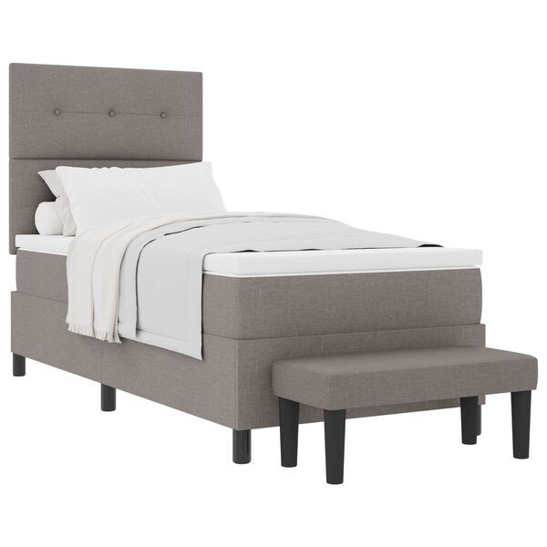 vidaXL Lit box spring avec matelas & banc taupe 90x190 cm tissu