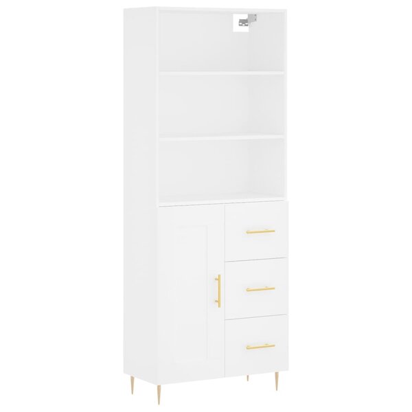 vidaXL Buffet haut Blanc 69 5x34x180 cm Bois d'ingénierie