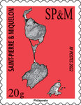 Timbre Saint Pierre et Miquelon - Carte de Saint Pierre et Miquelon - 20g - France