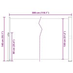 vidaXL Auvent latéral rétractable 140 x 300 cm Rouge
