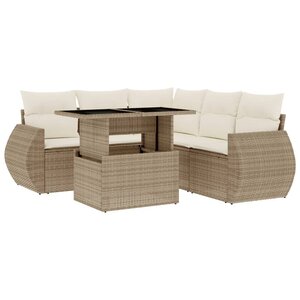 vidaXL Salon de jardin avec coussins 6 Pièces beige résine tressée