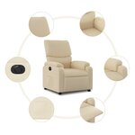 vidaXL Fauteuil inclinable électrique Crème Tissu