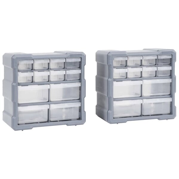 vidaXL Organisateurs multi-tiroirs avec 12 tiroirs 2 Pièces 26 5x16x26 cm