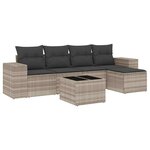 vidaXL Salon de jardin 6 Pièces avec coussins gris clair résine tressée