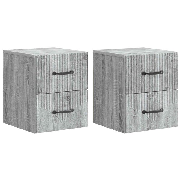 vidaXL Cabinet de chevet mural 2 Pièces Sonoma gris 34 5 x 33 x 40 cm