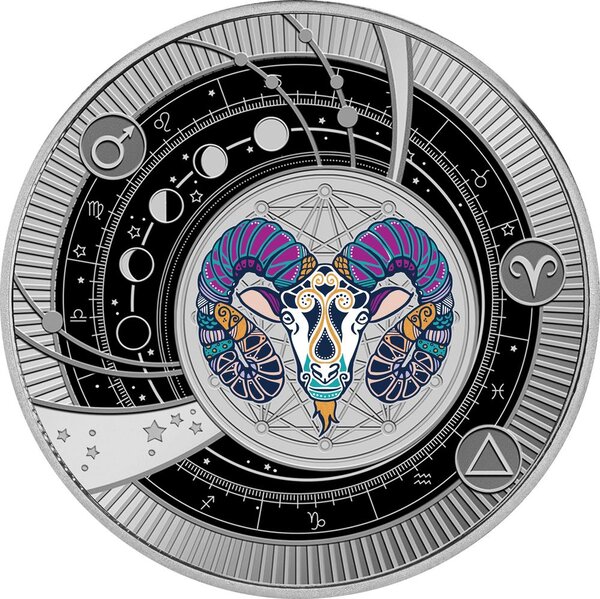 Pièce de monnaie en Argent 500 Francs g 10 Millésime 2025 Zodiac Signs 2025 ARIES