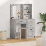 vidaXL Table de Toilette 2 Pièces Gris 50 x 41 x 135 cm Bois d'ingénierie