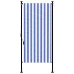 vidaXL Store roulant d'extérieur bleu et blanc 100x270 cm tissu acier